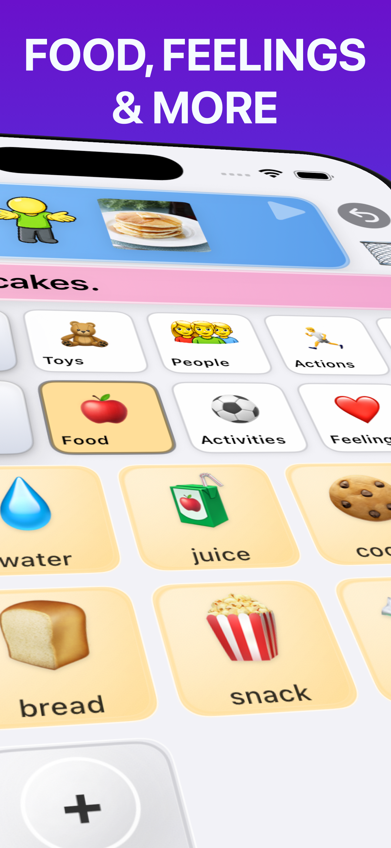 AAC board categories for food and feelings