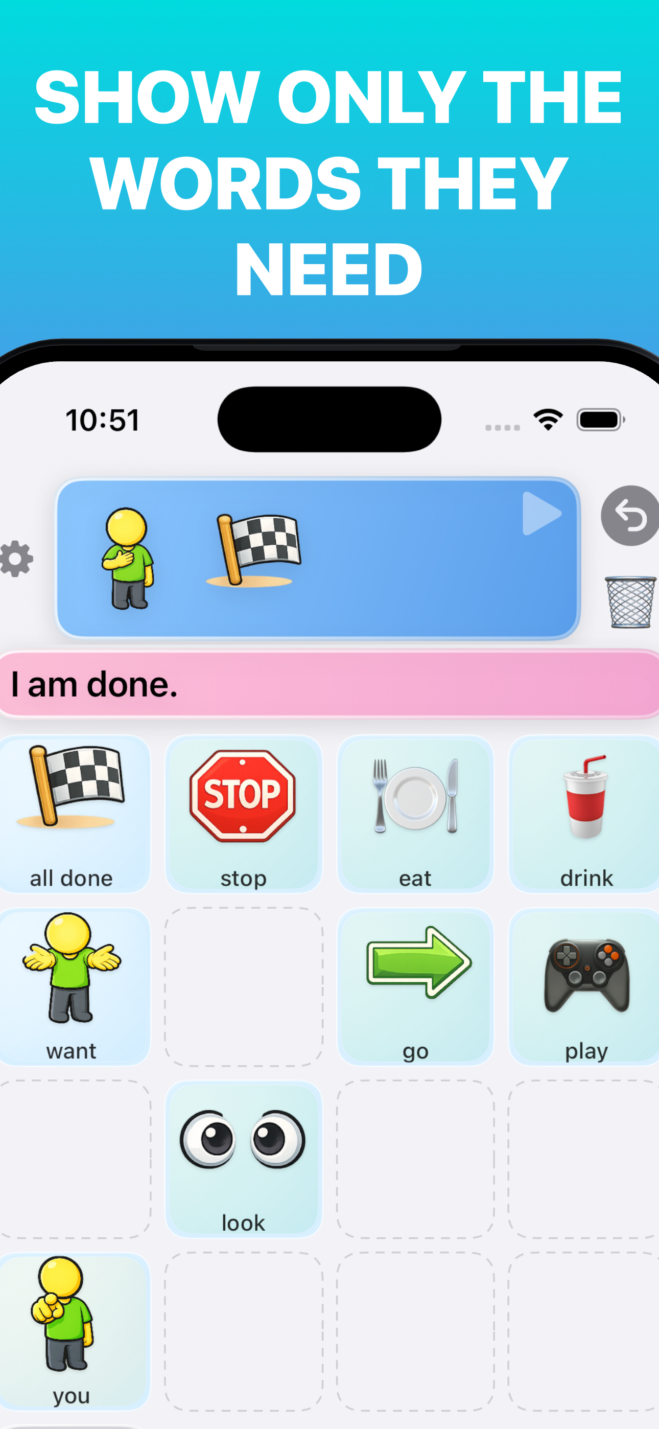 AAC custom word and photo editor