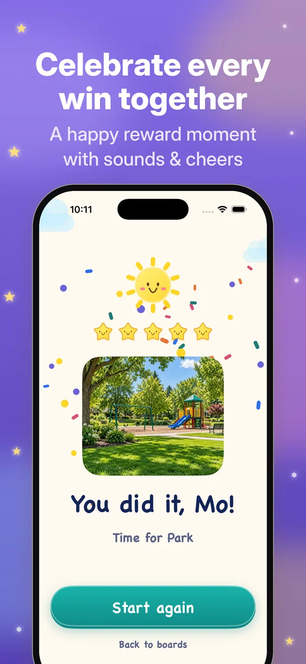 Reward celebration screen