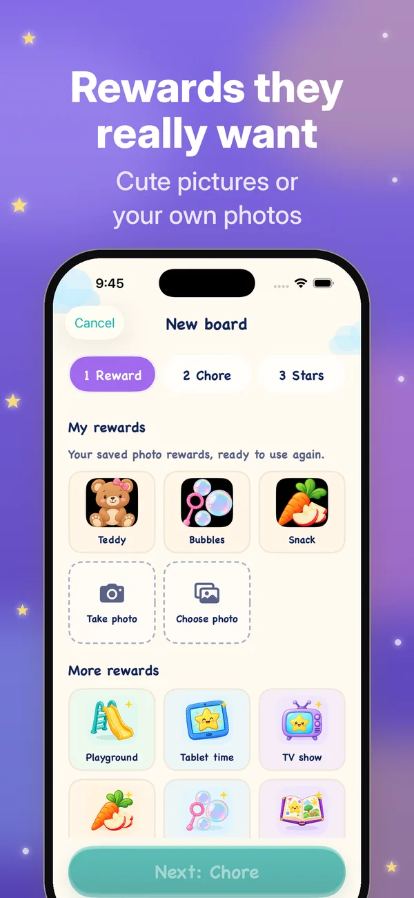 Choosing a reward or your own photo